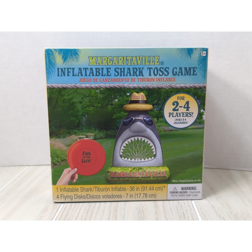 Margaritaville inflatable shark toss flying disk game Fins Up 2-4 players